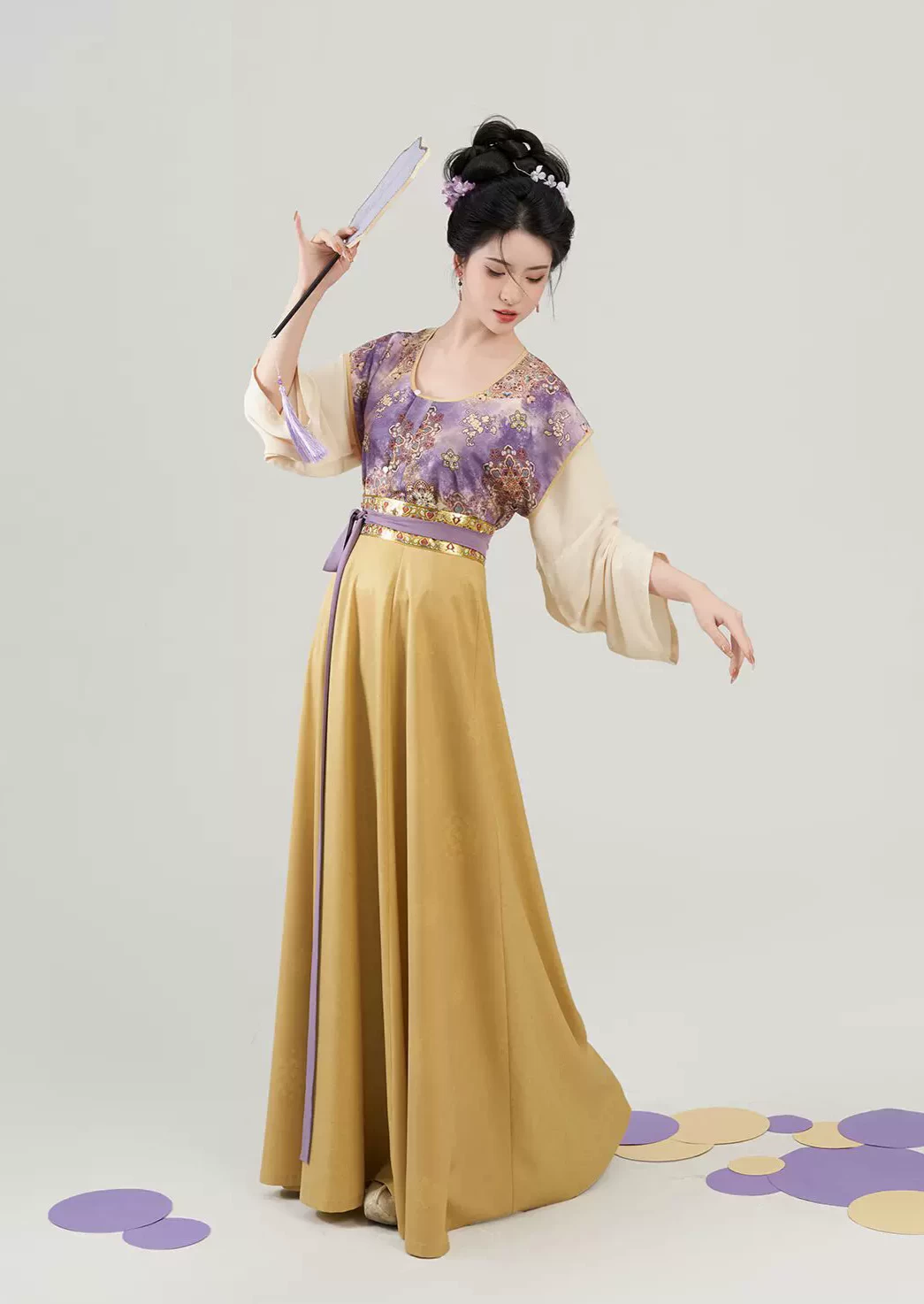 Women Modern Hanfu 3-Piece Set Taro Yolk Embroidery | HANFUBAO