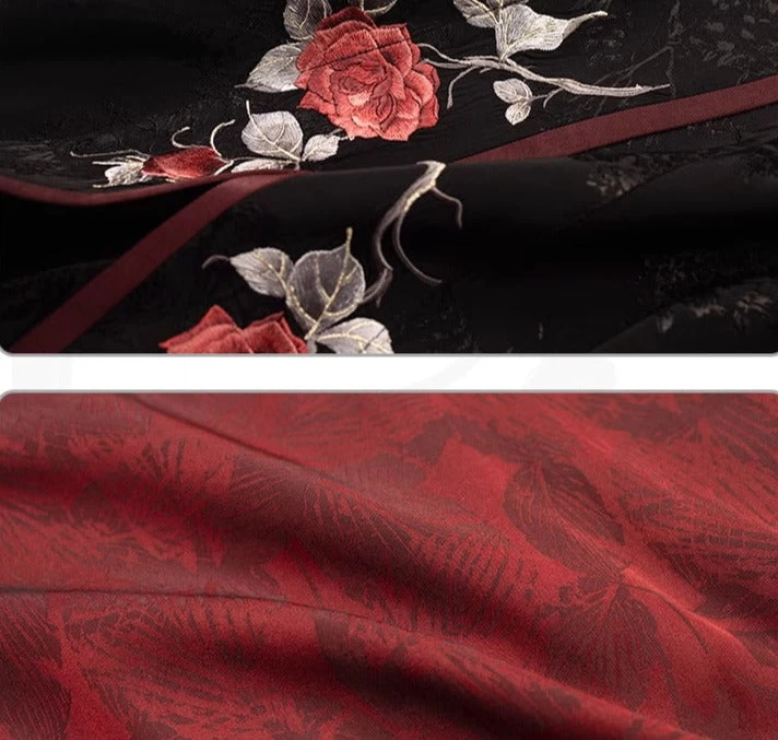 Women's Modern Daily Hanfu Silk-Cotton 4-Piece Pants Set Red | HANFUBAO