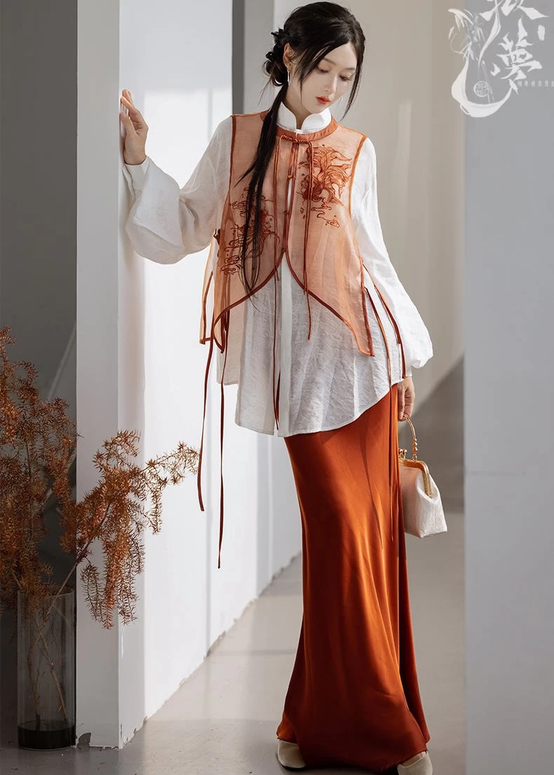 Women's Modern 3-Piece Qipao Set Dream Koi Print | HANFUBAO