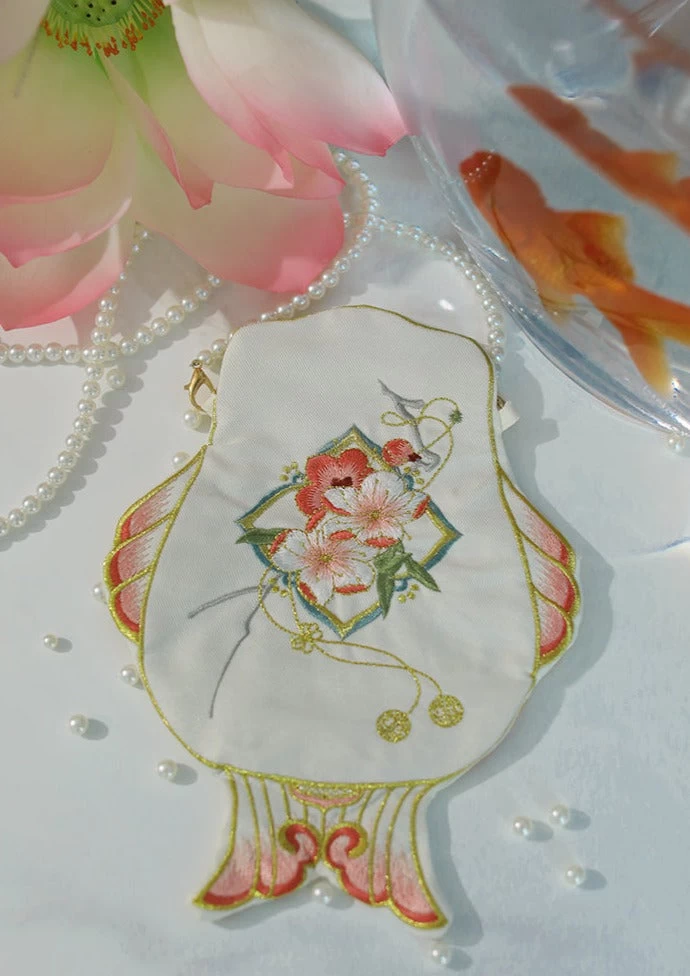 Chinese Hanfu Orange Goldfish Embroidered  Bag 18x25cm | HANFUBAO