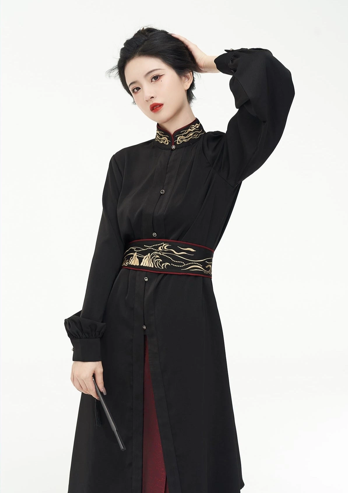 Women Modern 3-Piece Daily Hanfu Set with Belt, Lightweight Fabric | HANFUBAO