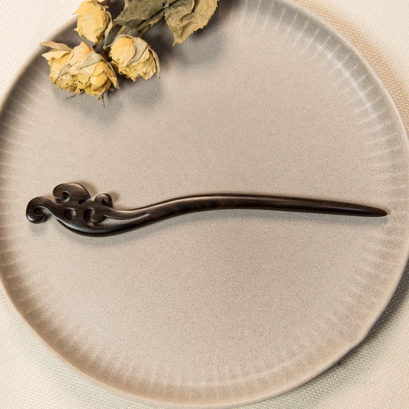 Personalized Sandalwood Hairpin Cloud Pattern for Hanfu Daily Wear | HANFUBAO