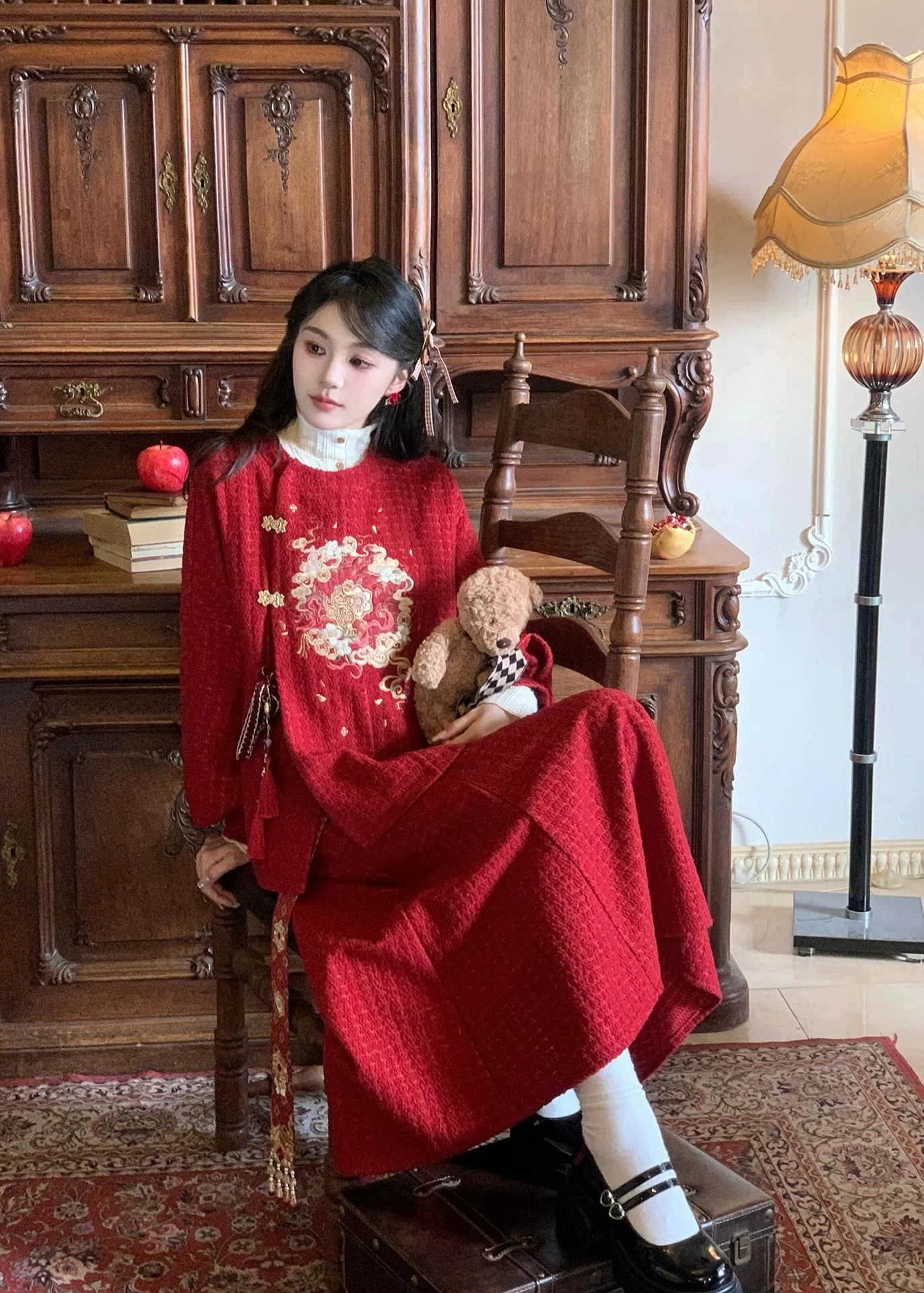 Women’s 3-Piece Modern Hanfu Set, New Year Daily Wear,  | HANFUBAO