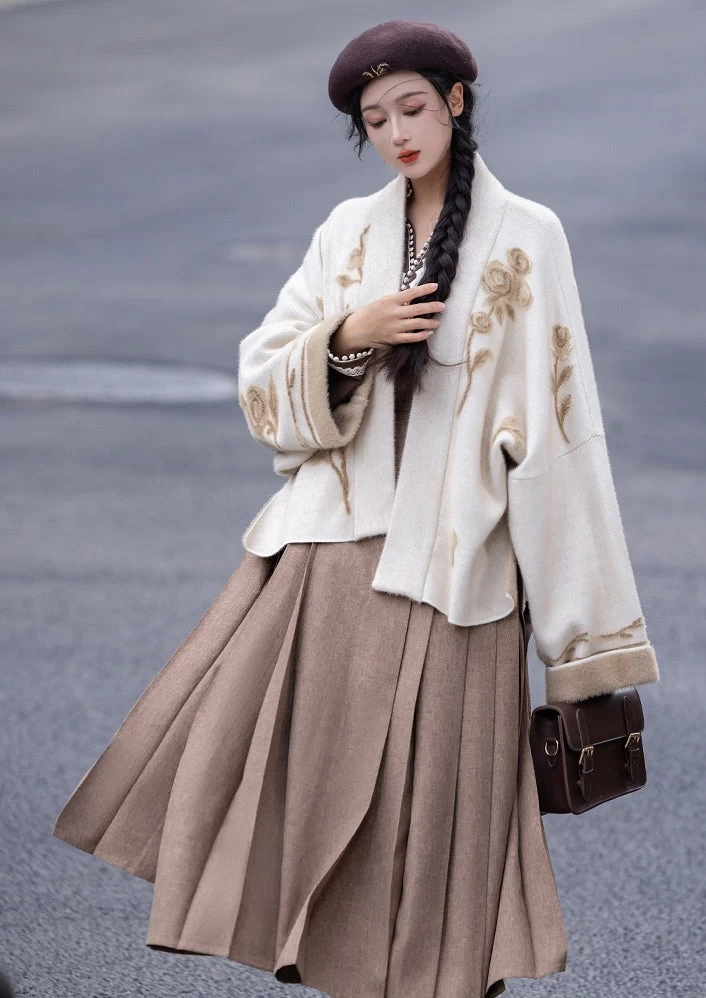 Women Daily Hanfu 3-Piece Set Rose Cocoa | HANFUBAO