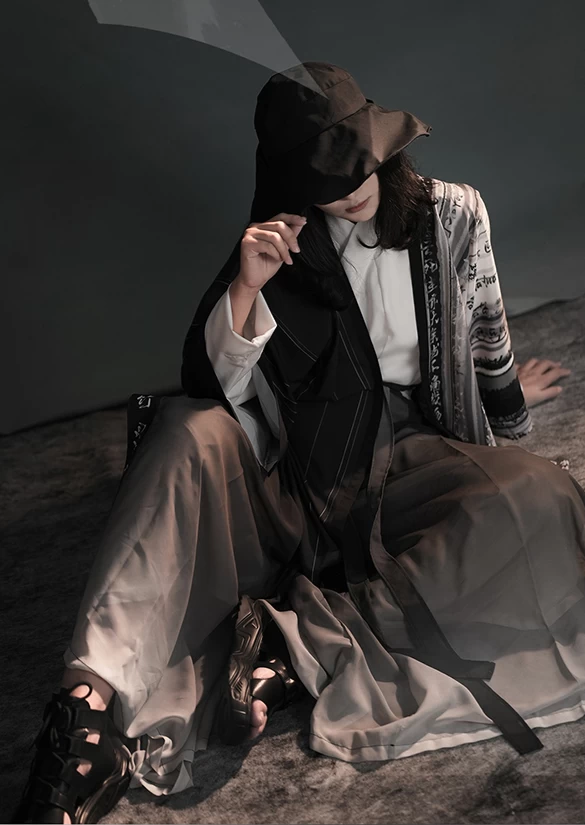 Unisex Modern Daily Hanfu Set, Orchid Print Polyester, Plus Size | HANFUBAO