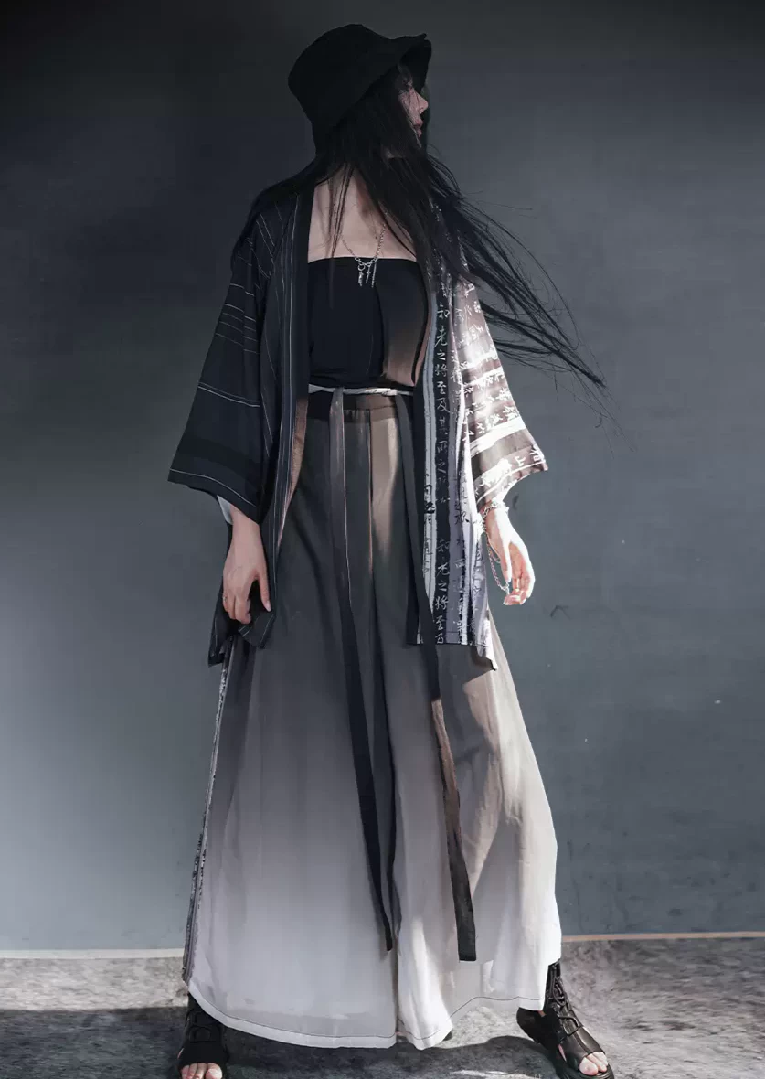 Unisex Modern Daily Hanfu Set, Orchid Print Polyester, Plus Size | HANFUBAO