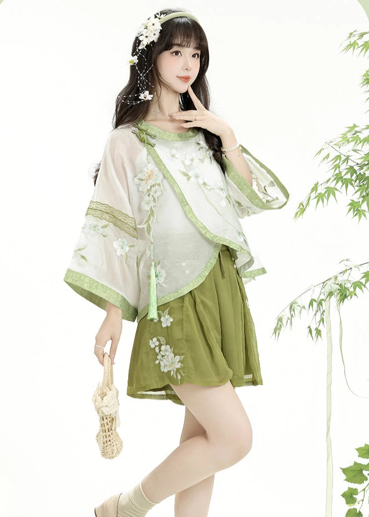 Women’s 4-Piece Daily Hanfu Set, Polyester, Plus Size | HANFUBAO