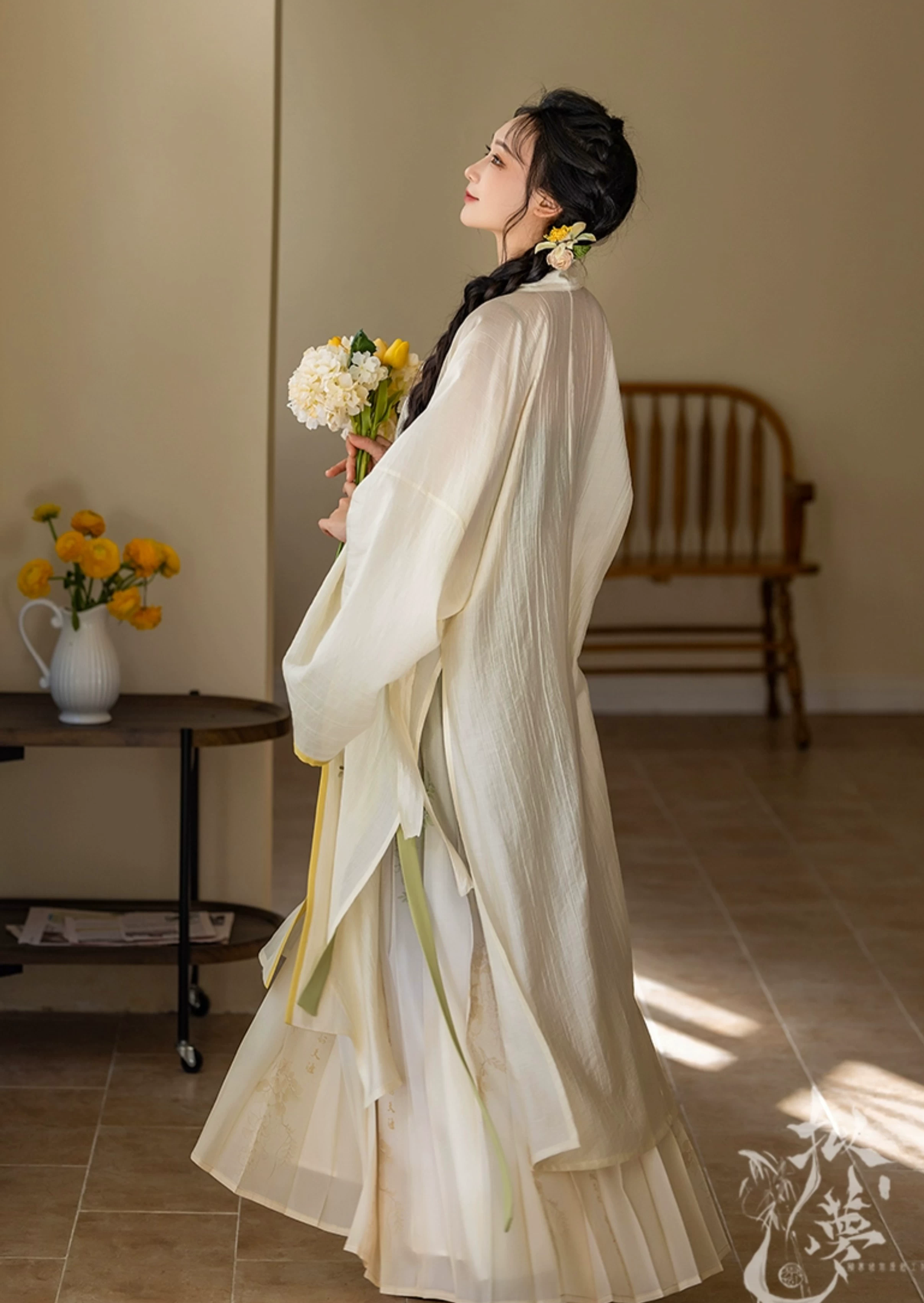 Women’s 3-Piece Ma Mian Skirt Hanfu Set, Artificial Silk Tank Top & Cover-Up | HANFUBAO