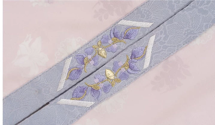 Women  Modern Daily Hanfu Set Purple Flower Embroidery | HANFUBAO