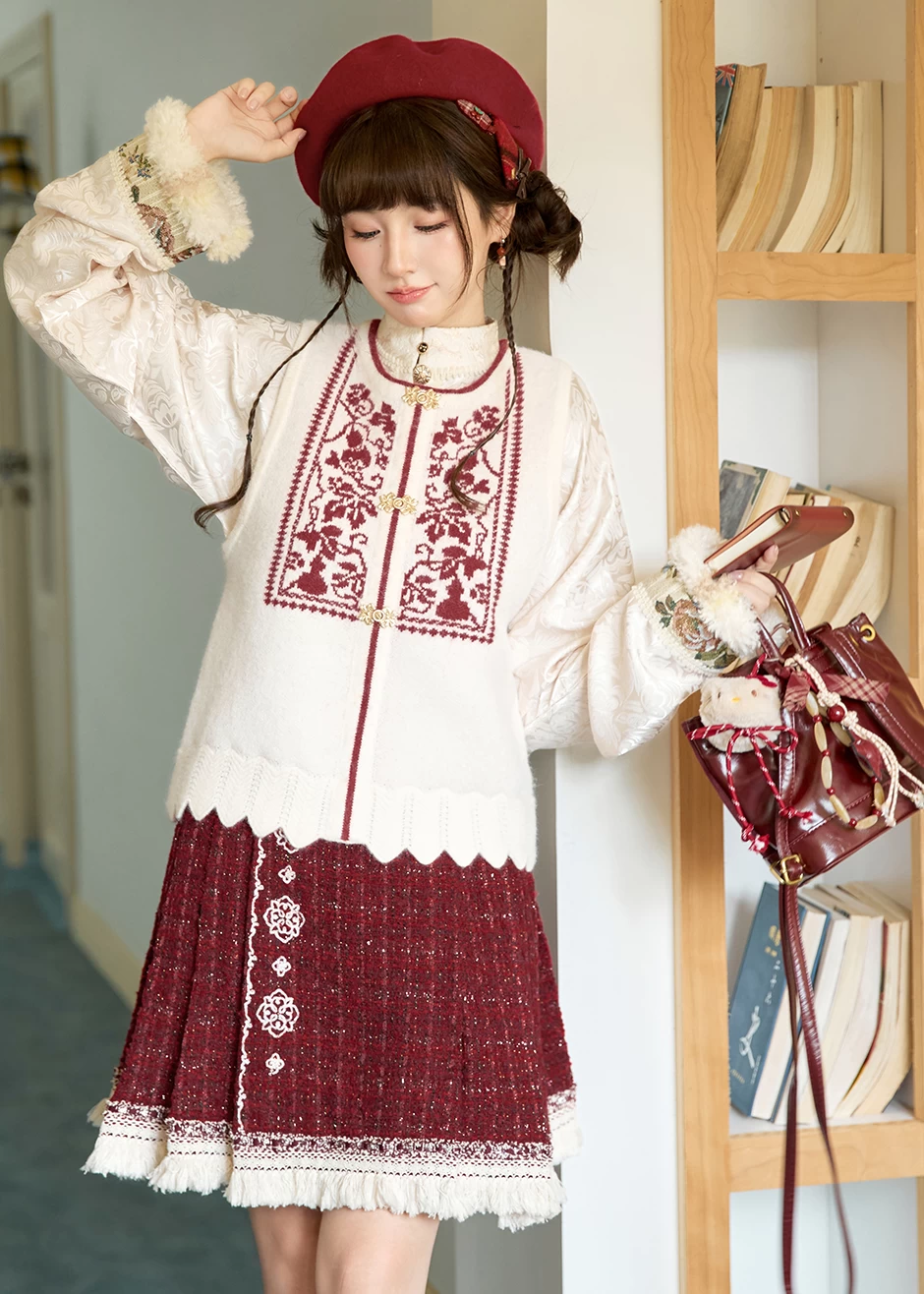 Unisex 3-Piece Modern Hanfu Set, Fortune Flower Embroidered| HANFUBAO