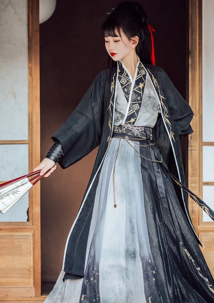 Unisex Bamboo Pattern Modern Hanfu 6-Piece Set | HANFUBAO