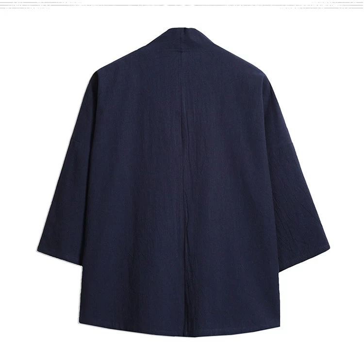 Unisex Black Daily Hanfu Robe Kimono Top Plus Size Cotton Blend | HANFUBAO