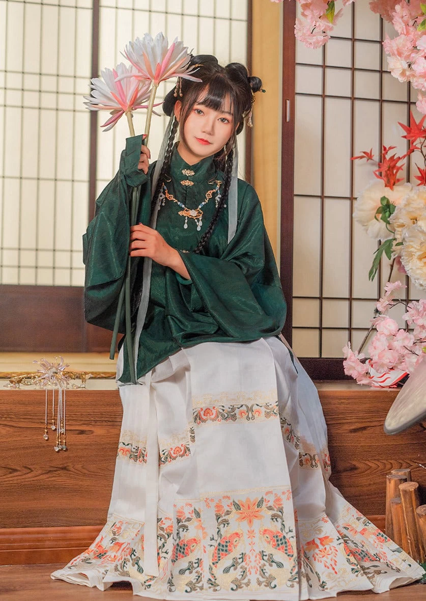 Women Modern Daily Hanfu Ming Blouse White | HANFUBAO Lab Silk Plus Size