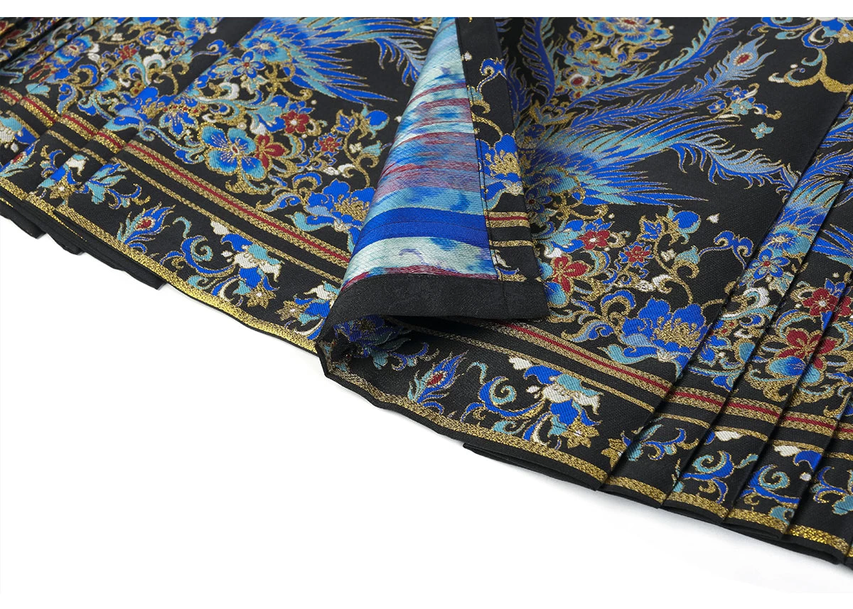 Women’s Little Jade Luxurious Blue Feather-Inlay Hanfu Gown for Festivals| HANFUBAO