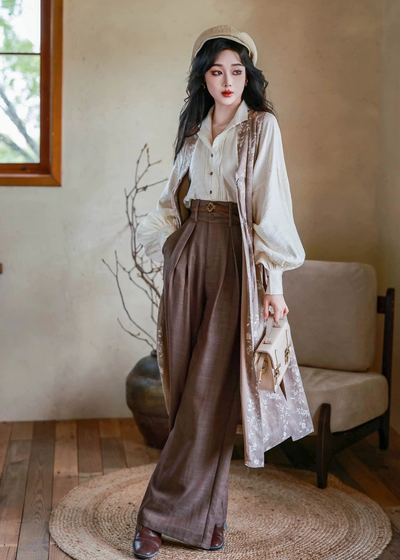 Women’s Modern 3-Piece Daily Hanfu Pants Set Rayon Linen Blend | HANFUBAO