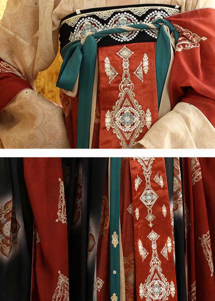 Women's 4-Piece Chiffon Floral Print Hanfu Set for Daily & Festival | HANFUBAO