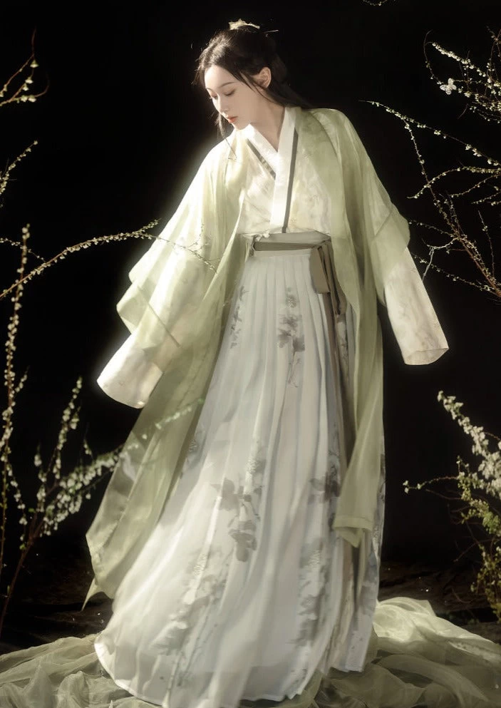 Women Song Dynasty Daily Hanfu Set Matcha Green,  3-Piece | HANFUBAO