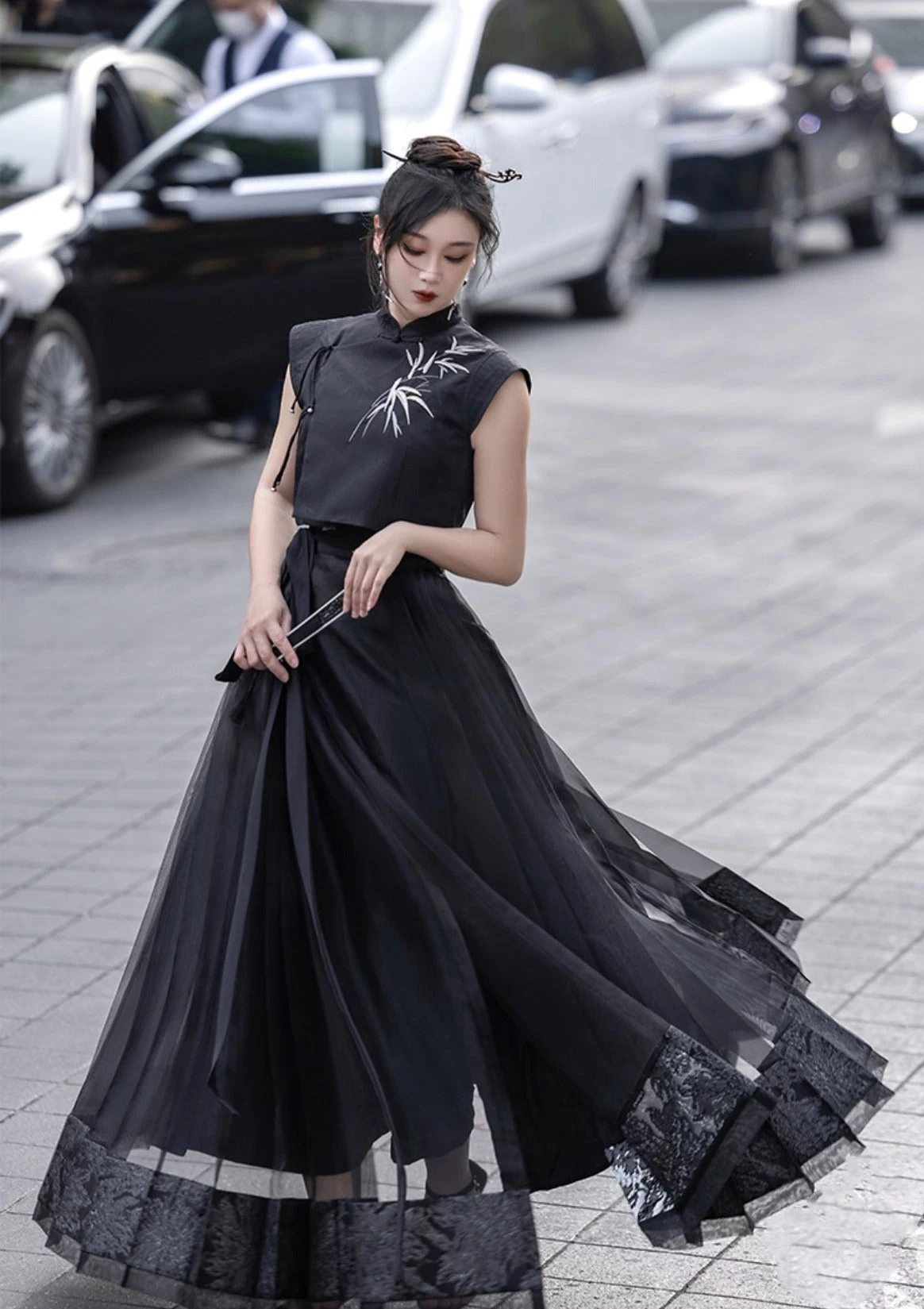 Women Modern Hanfu Top Bamboo Pattern | HANFUBAO  Lab Silk Daily Wear