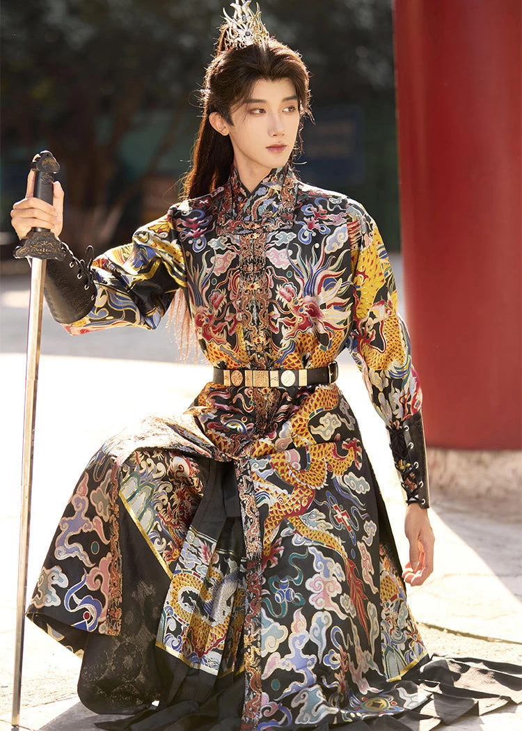 Unisex 4-Piece Embroidered Flying Fish Ming Hanfu Set for Cosplay| HANFUBAO