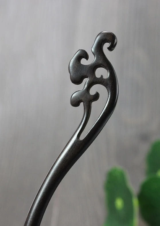 Personalized Sandalwood Hairpin Cloud Pattern for Hanfu Daily Wear | HANFUBAO