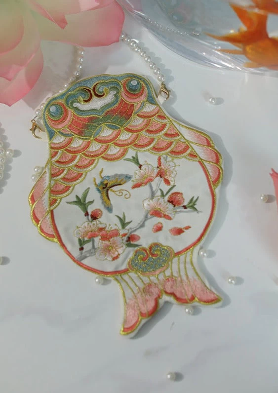 Chinese Hanfu Orange Goldfish Embroidered  Bag 18x25cm | HANFUBAO