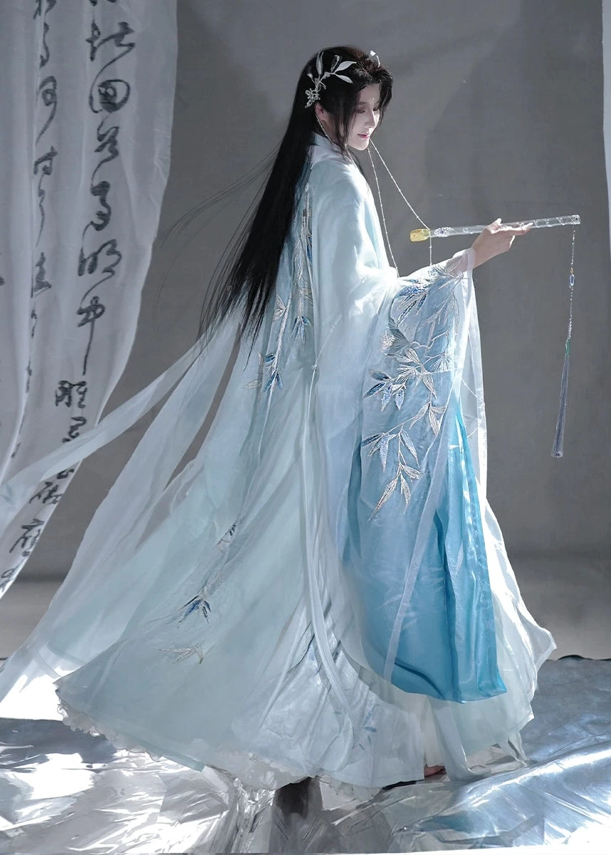 Unisex 10-Piece Bamboo Pine Daily Hanfu Set, 100%  Plus Size | HANFUBAO