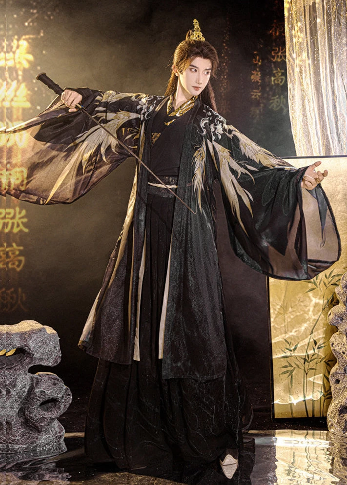 Unisex Plus Size Chiffon Couple Hanfu 2-Piece Set for Festivals| HANFUBAO