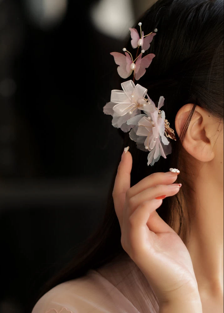 Ivory Yarn Gardenia Flower Hair Clip for Hanfu, 9cm| HANFUBAO