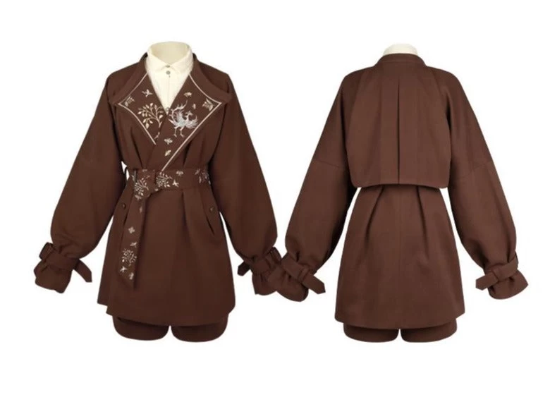 Women Modern Trench Coat with Belt Polyester-Rayon Stretch | HANFUBAO