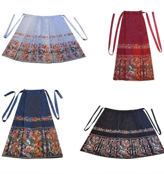 Women Ming Dynasty Ma Mian Skirt Half Cosmo Floral | HANFUBAO