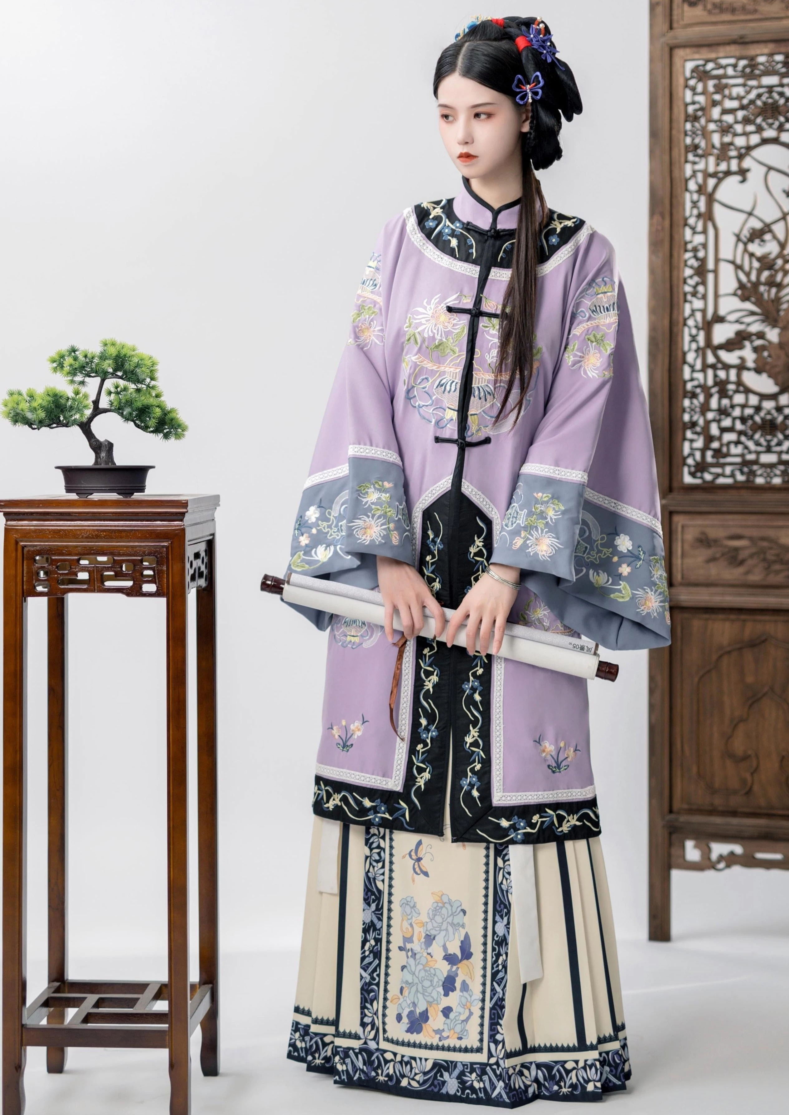 Women’s Qing Hanfu 2-Piece Shirt & Skirt Set, Hazy Moon Plus Size| HANFUBAO