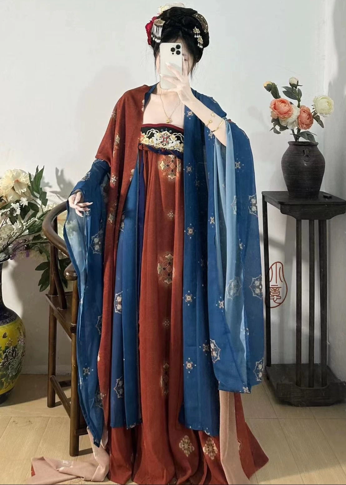 Women Plus Size Chiffon Modern Daily Hanfu Set, Tang Shadow 3-Piece | HANFUBAO