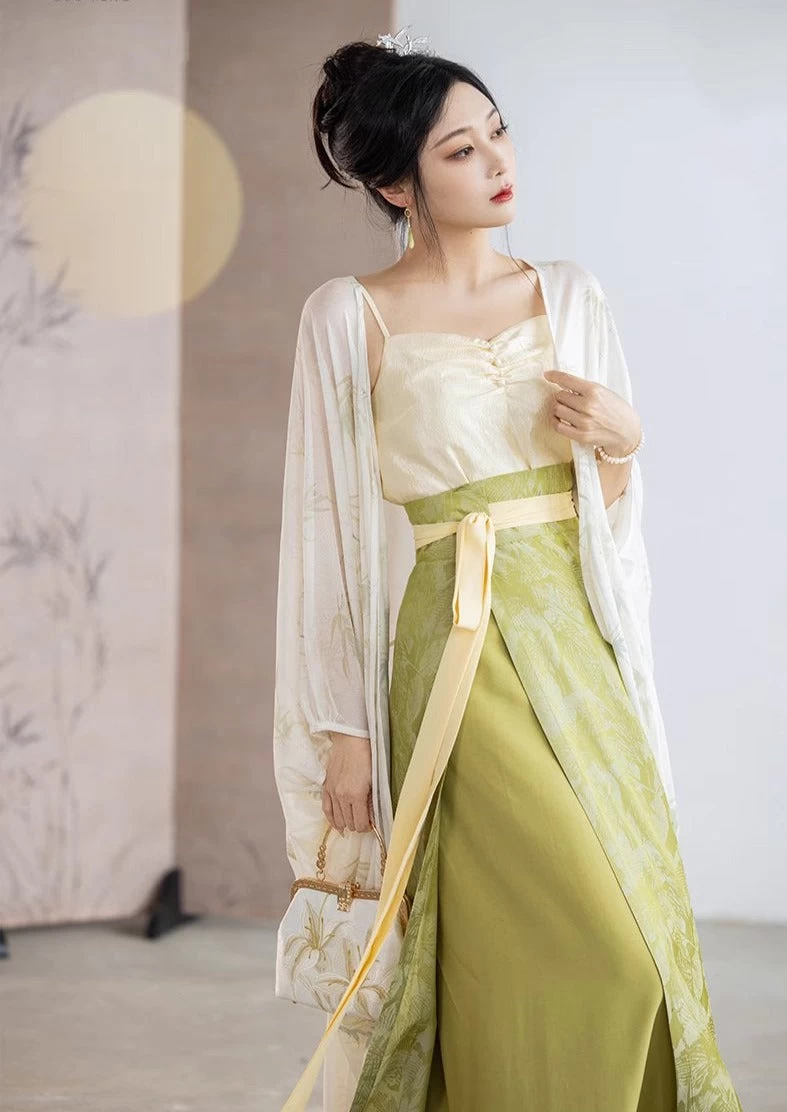 Women Modern 3-Piece Daily Hanfu Set, Artificial Cotton Blend | HANFUBAO