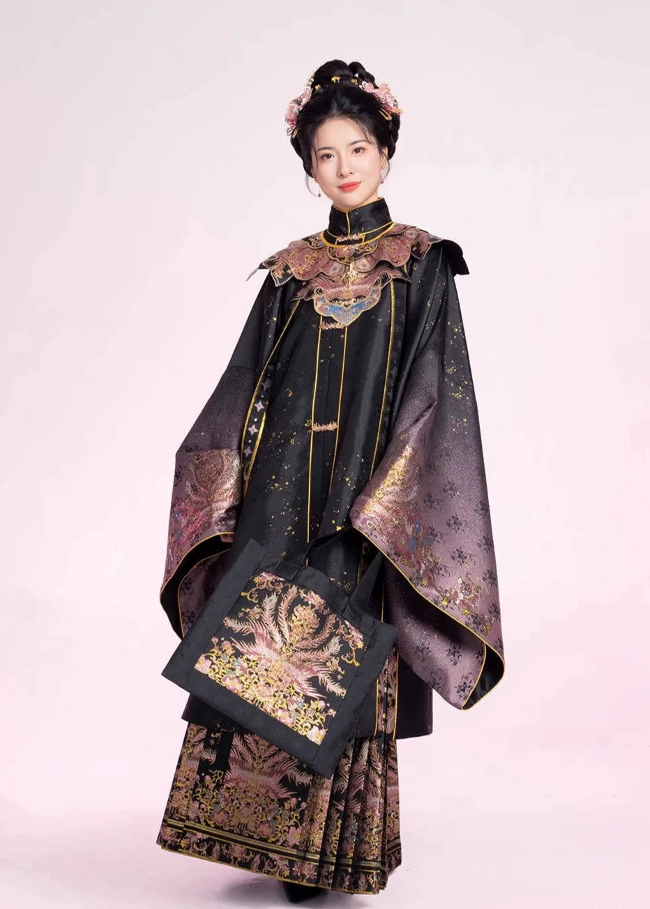 Unisex 6-Piece Graduation Hanfu Gown Set, Blue Feathered Kingfisher (Dian Cui) | HANFUBAO