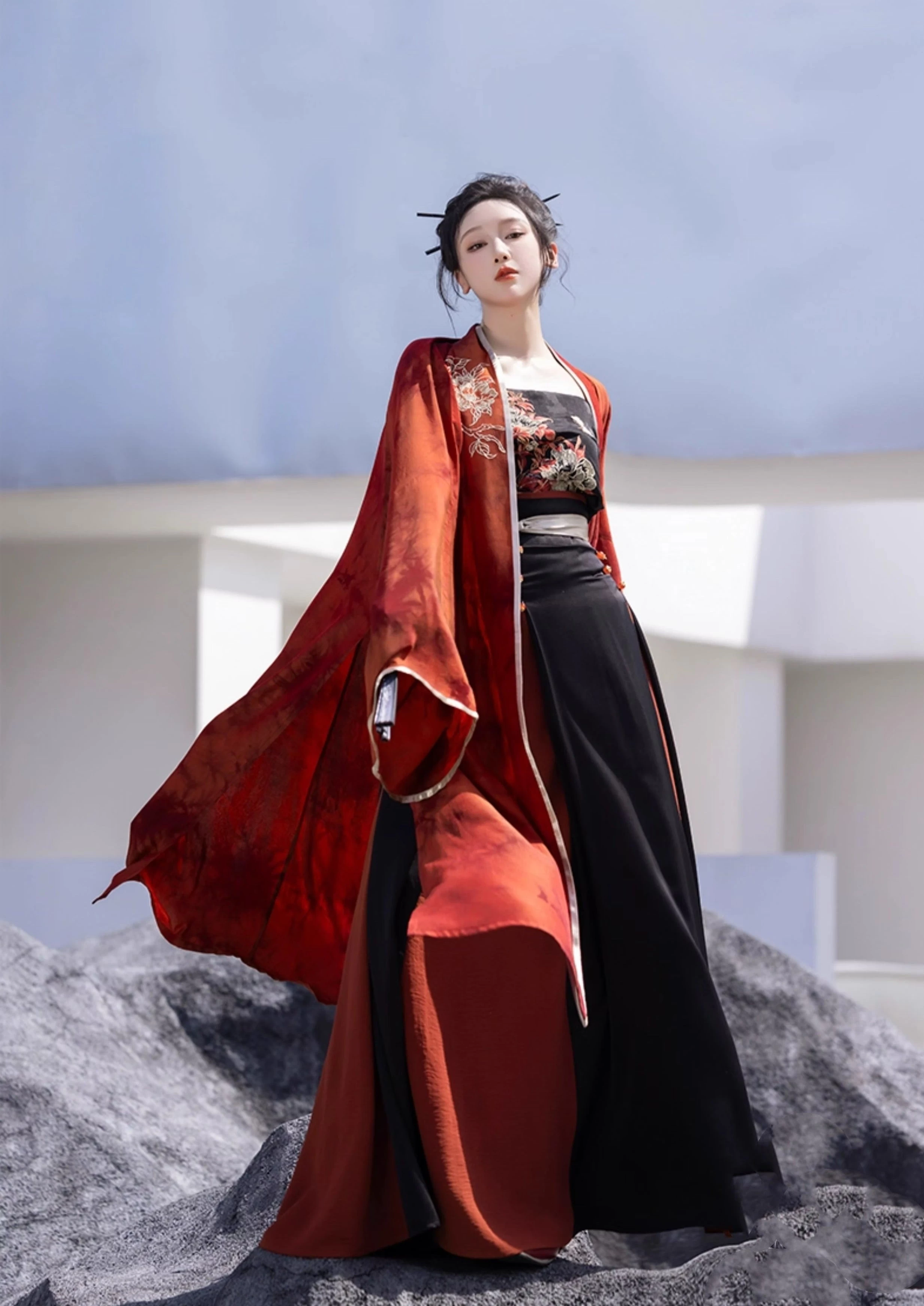 Women Modern Daily Hanfu 3-Piece Set Lab Cotton Blend | HANFUBAO