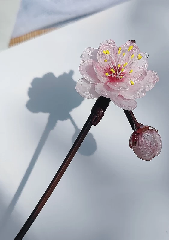 Cherry Blossom Pink Shrinky Dinks Hairpin for Hanfu & Daily Wear | HANFUBAO