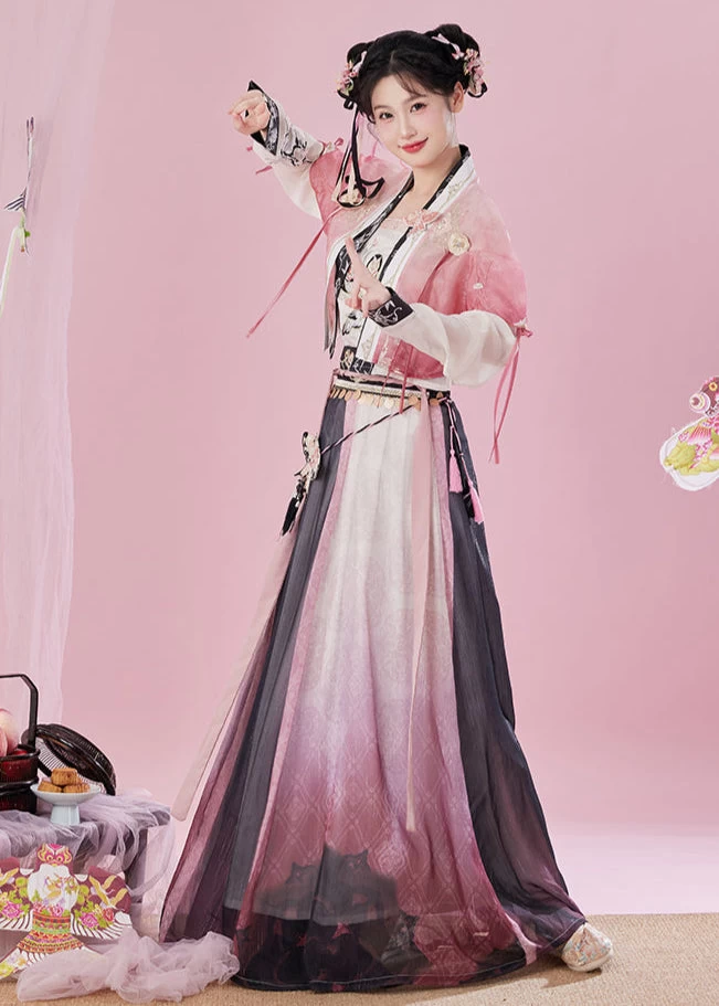 Women’s 4-Piece Daily Hanfu Set,  Skirt Outfit| HANFUBAO