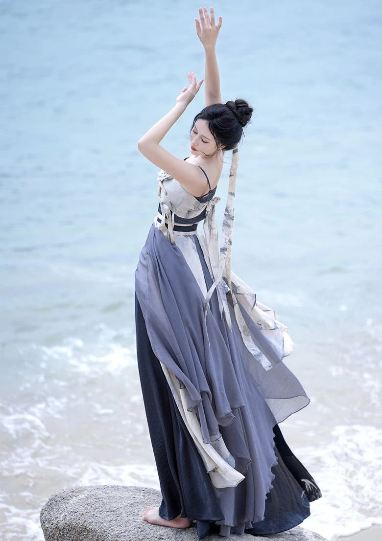 Women’s Modern Gray 3-Piece Daily Hanfu Set Lab Silk Cotton Blend | HANFUBAO