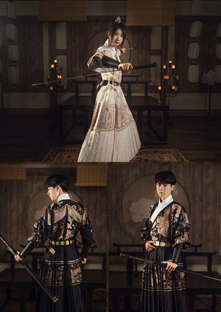 Unisex 4-Piece Embroidered Flying Fish Hanfu Set for Daily Wear | HANFUBAO