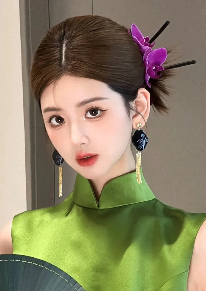 Women Bridal Hair Pieces Orchid Butterfly | HANFUBAO Alloy Gemstone Hanfu Wedding Accessory