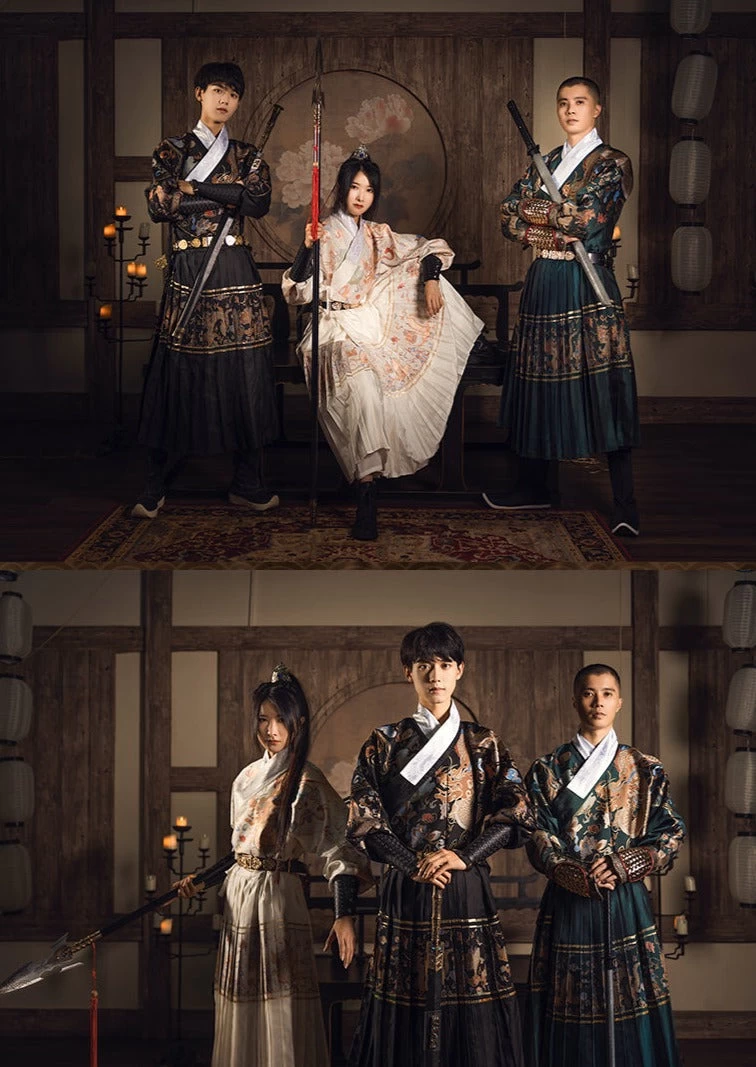 Unisex 4-Piece Embroidered Flying Fish Daily Hanfu Set| HANFUBAO