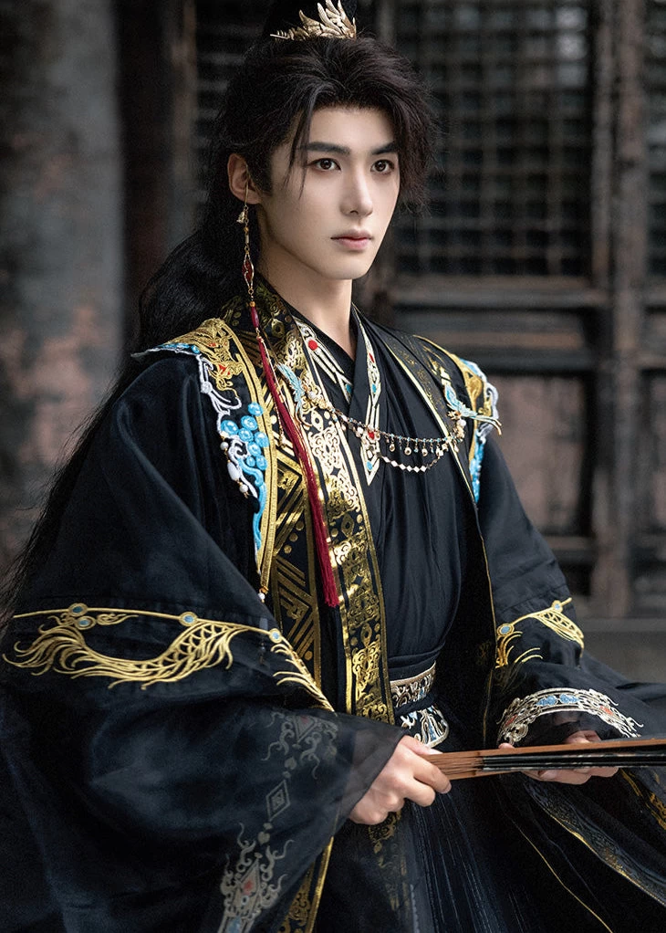 Unisex Modern Daily Hanfu Set Blue Wave Print Plus Size  | HANFUBAO