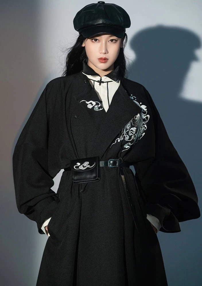 Women's Modern Hanfu Trench Coat Set White |  Blend | HANFUBAO