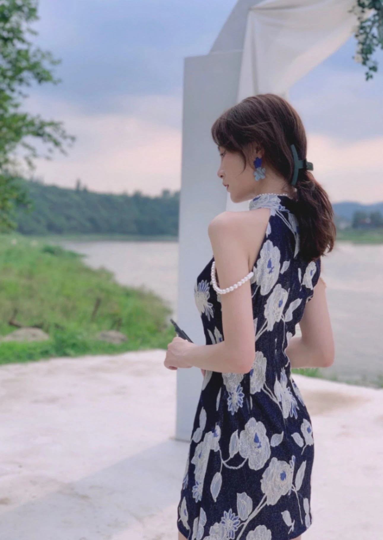 Women’s Daily Hanfu Qipao Dress, Floral Pattern  | HANFUBAO