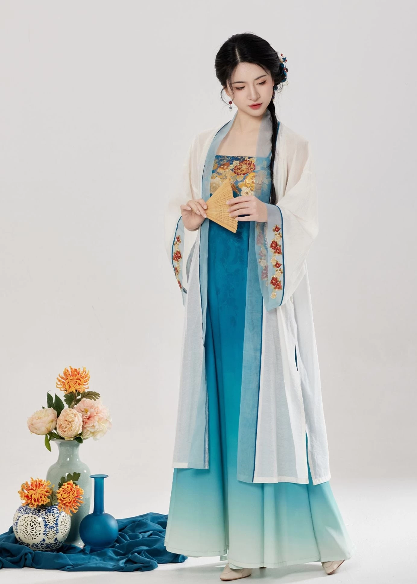 Women Modern 2-Piece Camellia Parrot Printed Daily Hanfu Set | HANFUBAO
