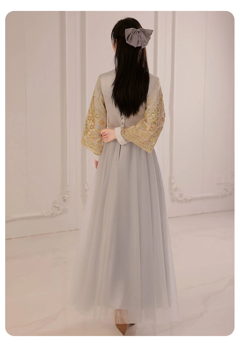 Women's Daily Hanfu Bridesmaid Gray Chinese Style Dress  Plus Size | HANFUBAO