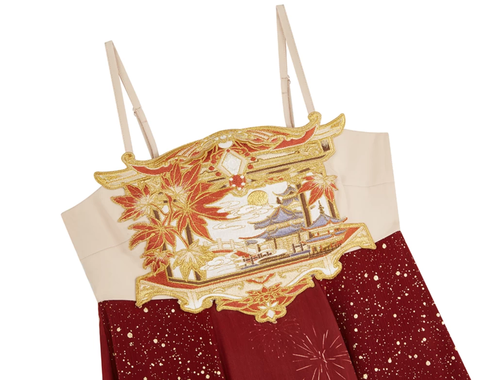 Women’s Modern 4-Piece Floral Flame Hanfu Set,  Daily Wear| HANFUBAO