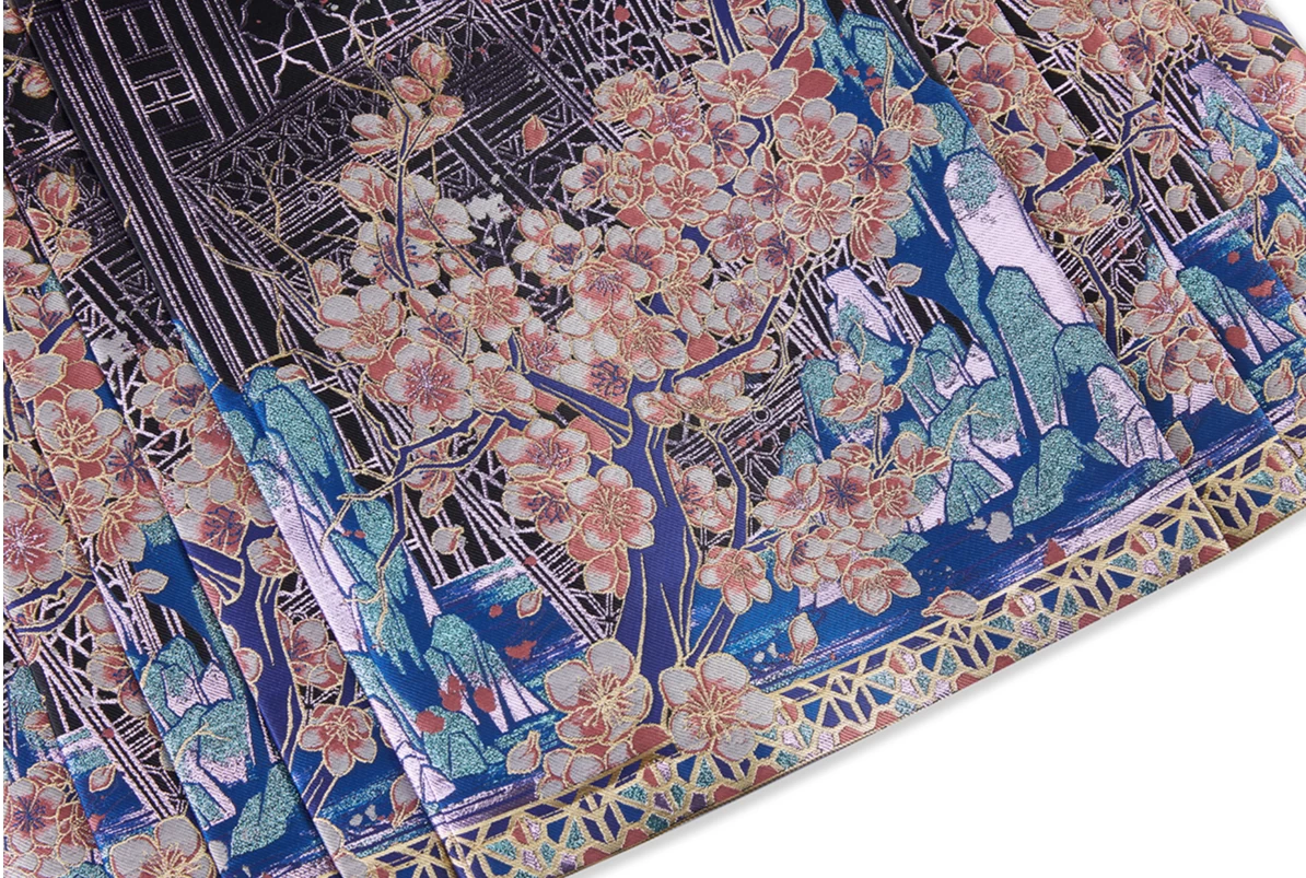 Women Modern Hanfu 2-Piece Silk Blend Blue Floral Embroidery | HANFUBAO