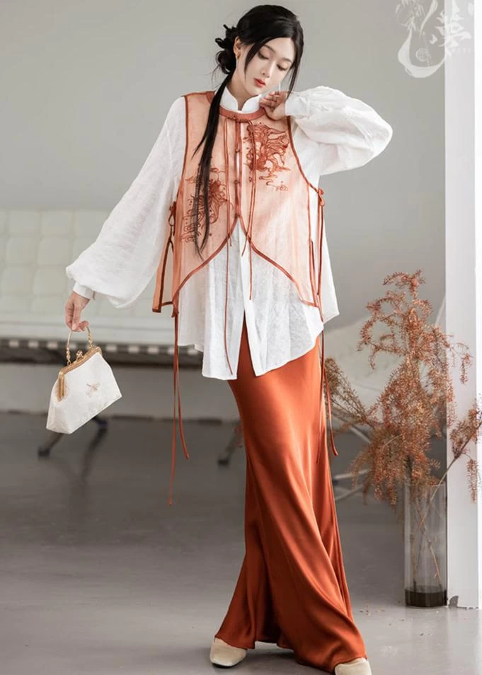 Women's Modern 3-Piece Qipao Set Dream Koi Print | HANFUBAO