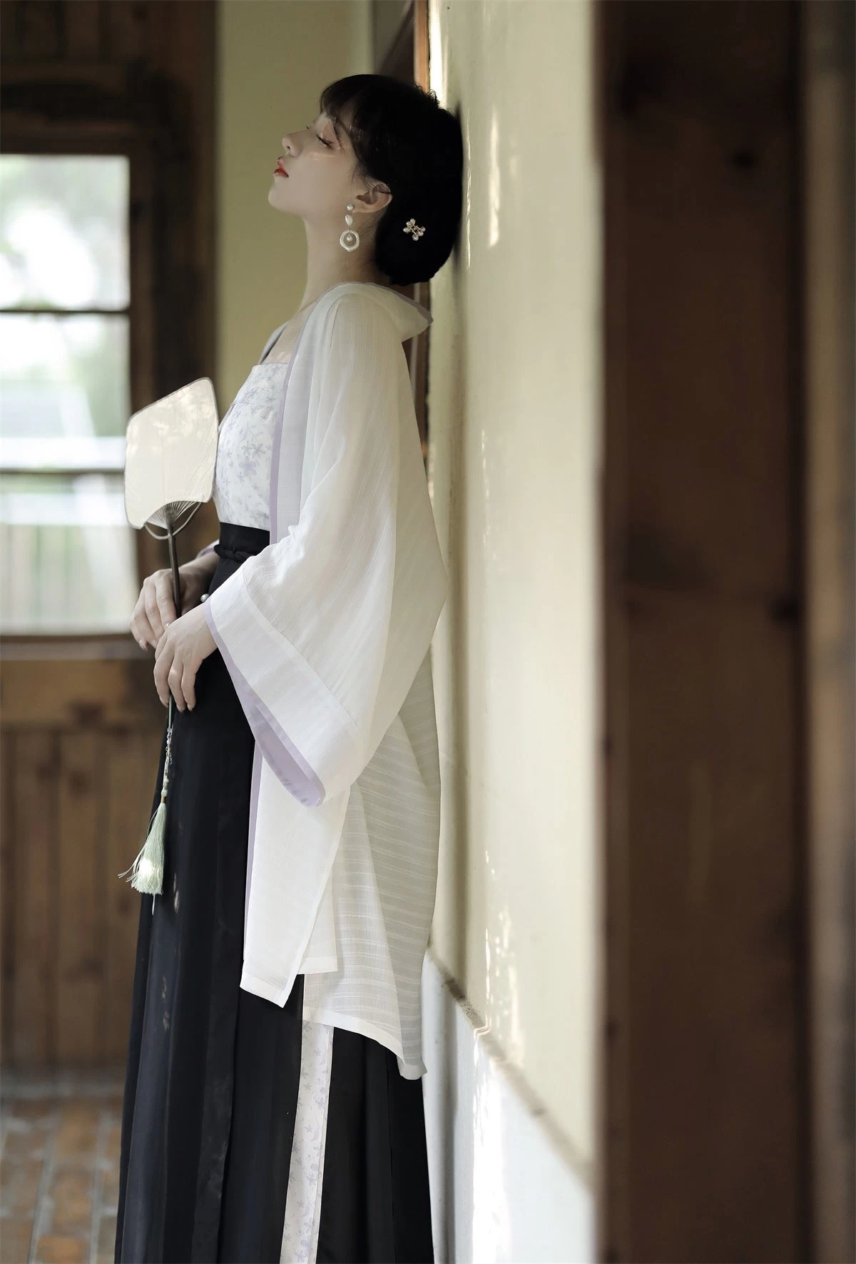 Women Daily Hanfu Set Purple Floral Skirt Coverup Tank Top| HANFUBAO